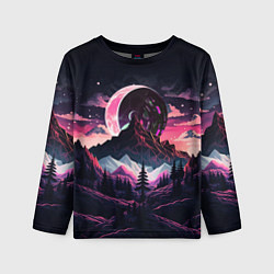 Детский лонгслив Луна в горах