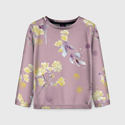 Лонгслив детский Паттерн с цветами на пыльном розовом фоне, цвет: 3D-принт