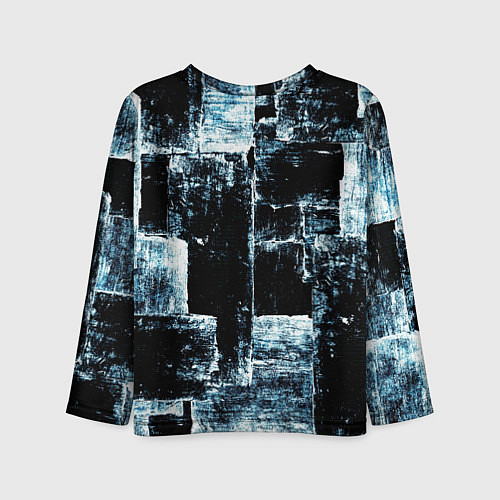 Детский лонгслив Голубой, чёрный и белый абстракт / 3D-принт – фото 2