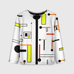 Лонгслив детский Яркие геометрические фигуры на белом фоне, цвет: 3D-принт