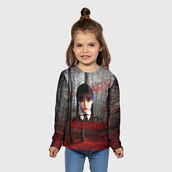 Лонгслив детский Уэнсдэй осенний лес, цвет: 3D-принт — фото 2