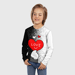 Лонгслив детский Котик держит сердечко, цвет: 3D-принт — фото 2