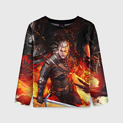 Лонгслив детский The Witcher Геральт в огне, цвет: 3D-принт