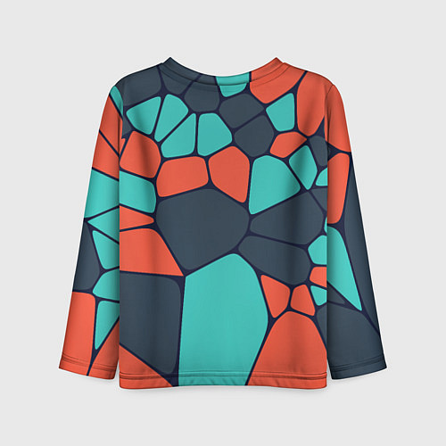 Детский лонгслив Абстрактный паттерн из светло-синих, чёрный и оран / 3D-принт – фото 2