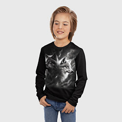 Лонгслив детский Волки - белый и черный, цвет: 3D-принт — фото 2