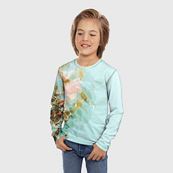 Лонгслив детский Светло-синий цветочный паттерн, цвет: 3D-принт — фото 2