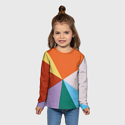 Лонгслив детский Разноцветные пересекающиеся треугольники, цвет: 3D-принт — фото 2
