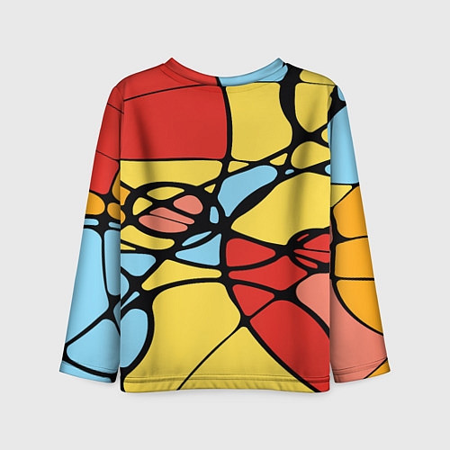 Детский лонгслив Яркий абстрактный узор из цветных овалов и плавных / 3D-принт – фото 2