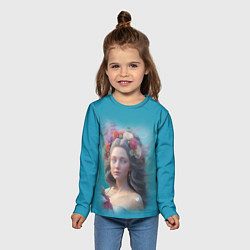 Лонгслив детский Цветочный портрет женщины с голубыми глазами, цвет: 3D-принт — фото 2
