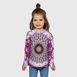 Лонгслив детский Мандала Нежные фиалочки, цвет: 3D-принт — фото 2