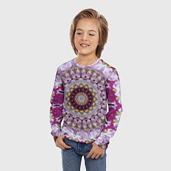 Лонгслив детский Мандала Нежные фиалочки, цвет: 3D-принт — фото 2