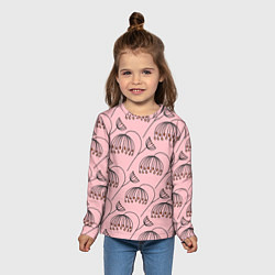 Лонгслив детский Цветы в стиле бохо на пудрово-розовом фоне, цвет: 3D-принт — фото 2