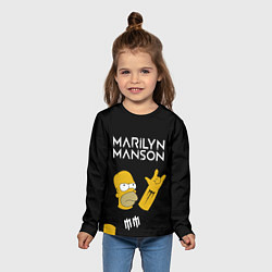 Лонгслив детский Marilyn Manson Гомер Симпсон рокер, цвет: 3D-принт — фото 2