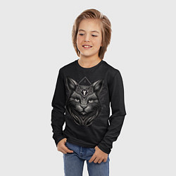 Лонгслив детский Чёрный готический кот, цвет: 3D-принт — фото 2