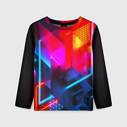 Лонгслив детский Neon stripes color, цвет: 3D-принт