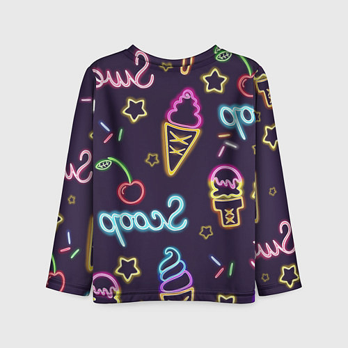Детский лонгслив Неоновые надписи sweet scoop / 3D-принт – фото 2
