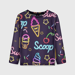 Детский лонгслив Неоновые надписи sweet scoop
