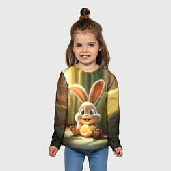 Лонгслив детский Пасхальный зайка на диване, цвет: 3D-принт — фото 2