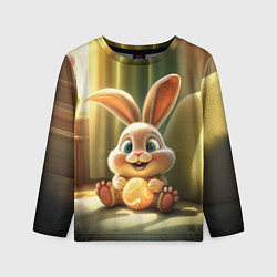 Детский лонгслив Пасхальный зайка на диване