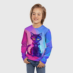 Лонгслив детский Кибер кошка, цвет: 3D-принт — фото 2