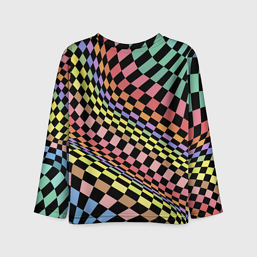 Детский лонгслив Colorful avant-garde chess pattern - fashion / 3D-принт – фото 2