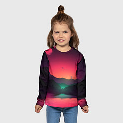 Лонгслив детский Неоновая природа, цвет: 3D-принт — фото 2