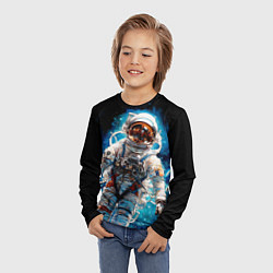 Лонгслив детский Космонавт в голубой дымке, цвет: 3D-принт — фото 2