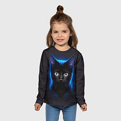 Лонгслив детский Черный кот на фоне созвездий, цвет: 3D-принт — фото 2