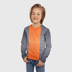 Лонгслив детский Кожа серая оранжевая, цвет: 3D-принт — фото 2