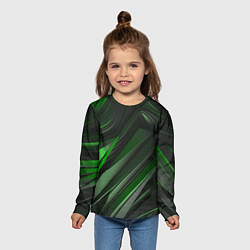Лонгслив детский Green black abstract, цвет: 3D-принт — фото 2