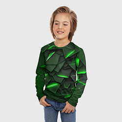 Лонгслив детский Зеленые объемные осколки, цвет: 3D-принт — фото 2