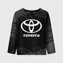 Лонгслив детский Toyota speed на темном фоне со следами шин, цвет: 3D-принт