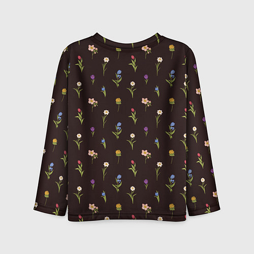 Детский лонгслив Узор из весенних цветов / 3D-принт – фото 2