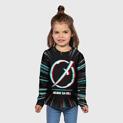 Лонгслив детский Символ Akame ga Kill в стиле glitch на темном фоне, цвет: 3D-принт — фото 2