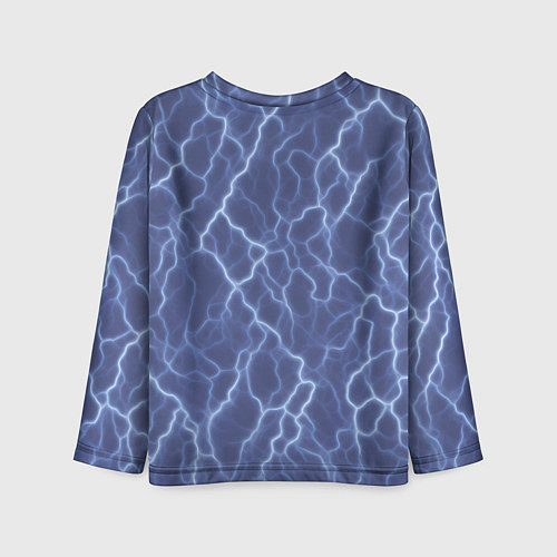 Детский лонгслив Электрический разряд на голубом фоне / 3D-принт – фото 2