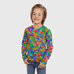 Лонгслив детский Крупные блоки Тетрис, цвет: 3D-принт — фото 2