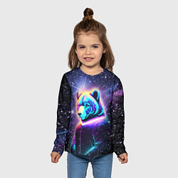 Лонгслив детский Светящийся космический медведь, цвет: 3D-принт — фото 2