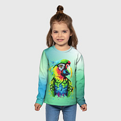 Лонгслив детский Разноцветный попугай, цвет: 3D-принт — фото 2