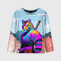 Лонгслив детский Тигр-самурай - Япония, цвет: 3D-принт