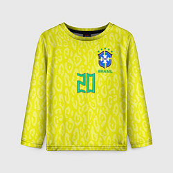 Лонгслив детский Винисиус Жуниор ЧМ 2022 сборная Бразилии домашняя, цвет: 3D-принт