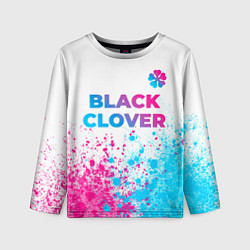 Лонгслив детский Black Clover neon gradient style: символ сверху, цвет: 3D-принт