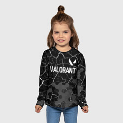 Лонгслив детский Valorant glitch на темном фоне: символ сверху, цвет: 3D-принт — фото 2