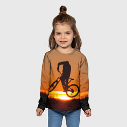 Лонгслив детский Велосипедист на закате, цвет: 3D-принт — фото 2