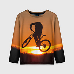 Лонгслив детский Велосипедист на закате, цвет: 3D-принт