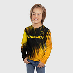 Лонгслив детский Nissan - gold gradient: символ сверху, цвет: 3D-принт — фото 2