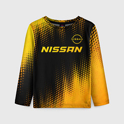Лонгслив детский Nissan - gold gradient: символ сверху, цвет: 3D-принт