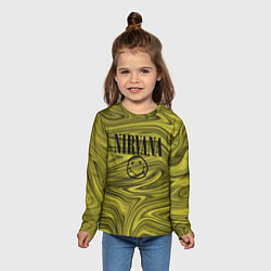 Лонгслив детский Nirvana лого абстракция, цвет: 3D-принт — фото 2