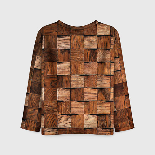 Детский лонгслив Деревянные квадраты / 3D-принт – фото 2