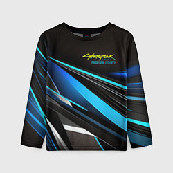 Детский лонгслив Cyberpunk 2077 phantom liberty black blue abstract