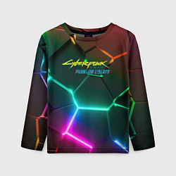 Детский лонгслив Cyberpunk 2077 phantom liberty logo neon